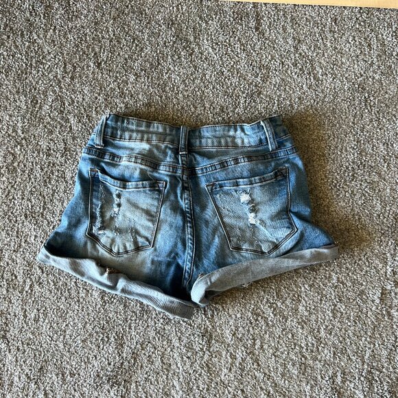 Kancan jean shorts womens 26 blue medium wash high rise distressed holy casual - Picture 3 of 11